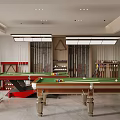 Billiard Room Interior Design Featuring Multiple Pool Tables Overhead Lighting And Comfortable Seating 3d model