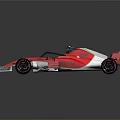 Red And White MANITAN Formula 1 Racing Car With Streamlined Design And Purple Rims