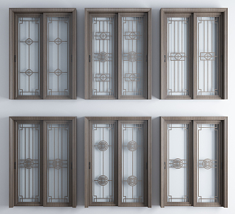 New Chinese style sliding door sliding door sliding door combination 3d model