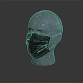 White Mannequin Head Wearing Black Face Mask With Small Dots On Dark Background