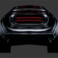 Silver Car With Red Roof Stripe Red Rims Streamlined Body And Reflective Finish