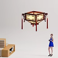 Chinese Style Carved Chandelier With Red Tassels In Modern Living Room