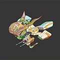 Futuristic Aerospace Vehicle With Transparent Cockpit And Gold And Silver Metallic Parts For Cosmic Exploration