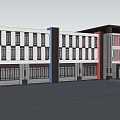 Modern Multistory School Building Exterior With White Facade Large Windows And Playground Slide Area