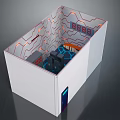 3D Rendered Computer Chassis Internal Structure With Red Circuit Lines Digital Display And Hardware Modules