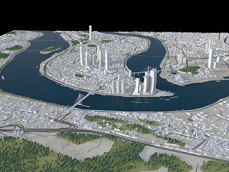 Modern Aerial View of Chongqing Chaotianmen Aerial View of Digital City 3d model