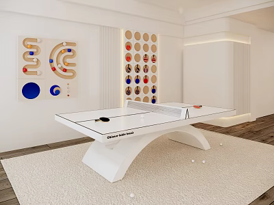 Modern Ping Pong Table With Stylish Design And Accessories In Indoor Space 3d model