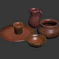 Rustic Ceramic Dining Set Including Cup Plate Jug Bowl And Saucer