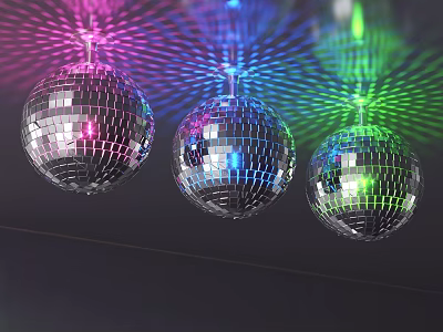 Sparkling Mirror Ball Chandeliers with Vibrant Colorful Light Beams for Party Decoration 3d model