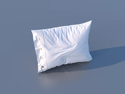 Soft White Decorative Throw Pillow With Button Accents On Grey Surface 3d model
