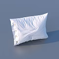 Soft White Decorative Throw Pillow With Button Accents On Grey Surface 3d model