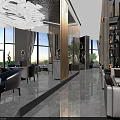 Modern Luxury Bright Sales Office Interior With Marble Floor And Spacious Comfortable Reception Lounge