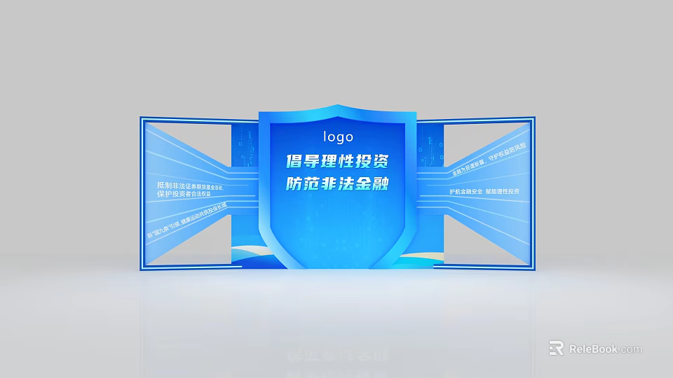 Rational Investment Theme Photo Spot With Blue Shield And Illegal Fundraising Prevention Awareness 3d model 