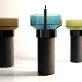 Three Stylish Modern Washbasins In Brown Blue Yellow With Black Pedestals Design