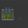 Modern Solar Panel Structure With Green Vegetation And Renewable Energy Design