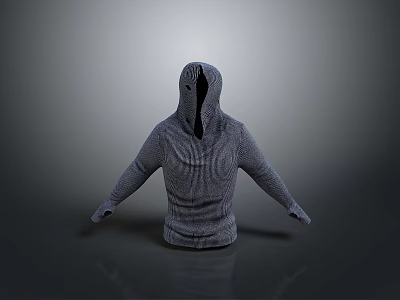 Gray Textured Long Sleeve Hoodie 3D Rendered Modern Apparel Design 3d model