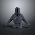 Gray Textured Long Sleeve Hoodie 3D Rendered Modern Apparel Design