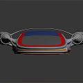 Futuristic Concept Car With Silver Body Blue Panel And Red Accents