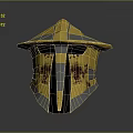 Fantasy Warrior Character Helmet With Gold Black Scratched Design For Mythical Creature