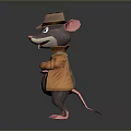 Cartoon Mouse Character Wearing Brown Hat And Orange Coat Carrying Bag Standing Pose