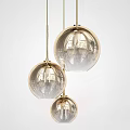 Modern Golden Spherical Glass Shade Pendant Chandeliers with Elegant Design for Interior Decor