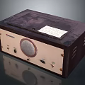 Vintage Wooden Audio Speaker With Round Speaker Grille Control Knobs And Label 3d model