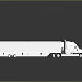 Large White Semi Truck With Long Trailer Cab On Shiny Reflective Surface 3d model
