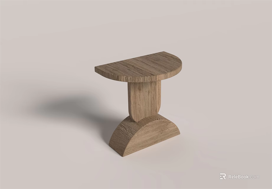 Wooden Dining Table With Simple Modern Design And Curved Wooden Base 3d model