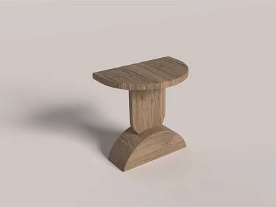 Wooden Dining Table With Simple Modern Design And Curved Wooden Base 3d model