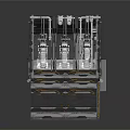 Industrial Metal Frame Structure With Internal Pipes And Support Components
