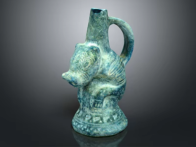 Unique Decorative Furniture Piece Featuring Blue Ceramic Bear Shaped Vase 3d model