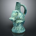 Unique Decorative Furniture Piece Featuring Blue Ceramic Bear Shaped Vase