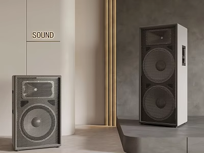 Modern Stylish Home Speakers With Different Sizes And Interior Sound Design 3d model
