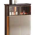 Modern Sideboard With Glass Doors Storage And Decorative Items In Gold Black White