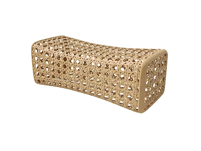 Beige Woven Rattan Storage Box With Hollow Pattern And Rectangular Shape 3d model