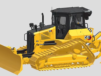 CAT Yellow Tracked Bulldozer Utility Vehicle With Cabin And Blade 3d model