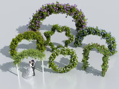 Garden Decor Floral Arches and Greenery Wreaths with Various Shapes for Weddings 3d model