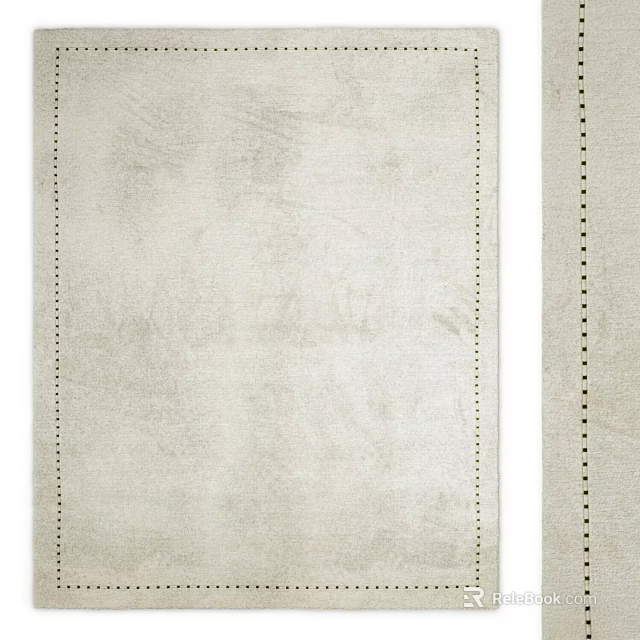 Beige Square Rug With Dotted Edges And Soft Texture For Interior Design 3d model 