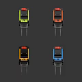 Colorful Industrial Forklifts In Various Colors On Dark Reflective Background
