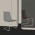 Modern Transparent Acrylic Single Chair with Sleek Metal Frame in Gray and Brown Tones