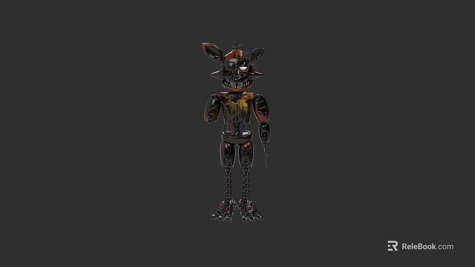 Game Movie Character Mechanical Fox Animatronic With Worn Metal Parts And Ears 3d model 