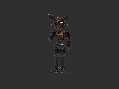 Game Movie Character Mechanical Fox Animatronic With Worn Metal Parts And Ears 3d model