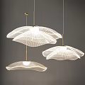 Modern Pendant Chandeliers With White Transparent Shades And Gold Metal Hangers For Interior Decoration