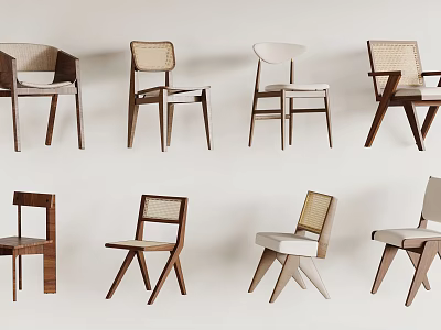 Modern Accent Leisure Chairs With Wooden Frames Various Designs And Comfortable Seats 3d model