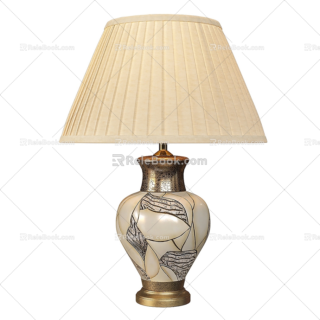 Middle Ancient Simple European Ceramic Table Lamp 3d model