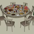 Table and Food 3d model
