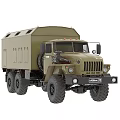 Olive Green Ural Military Truck With Six Wheels And Cargo Compartment