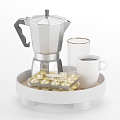 Coffee Tray Chocolate ferrero Water Cup Coffee Cup Coffee Pot Moka Pot Glass Cup Glass Snack Jar 3d model