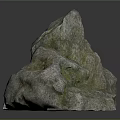 Natural Textured Stone With Irregular Shape And Mossy Surface Details 3d model