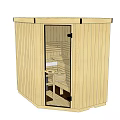 Modern Indoor Shower Sauna Wooden Cabinet Design With Enclosed Door And Benches